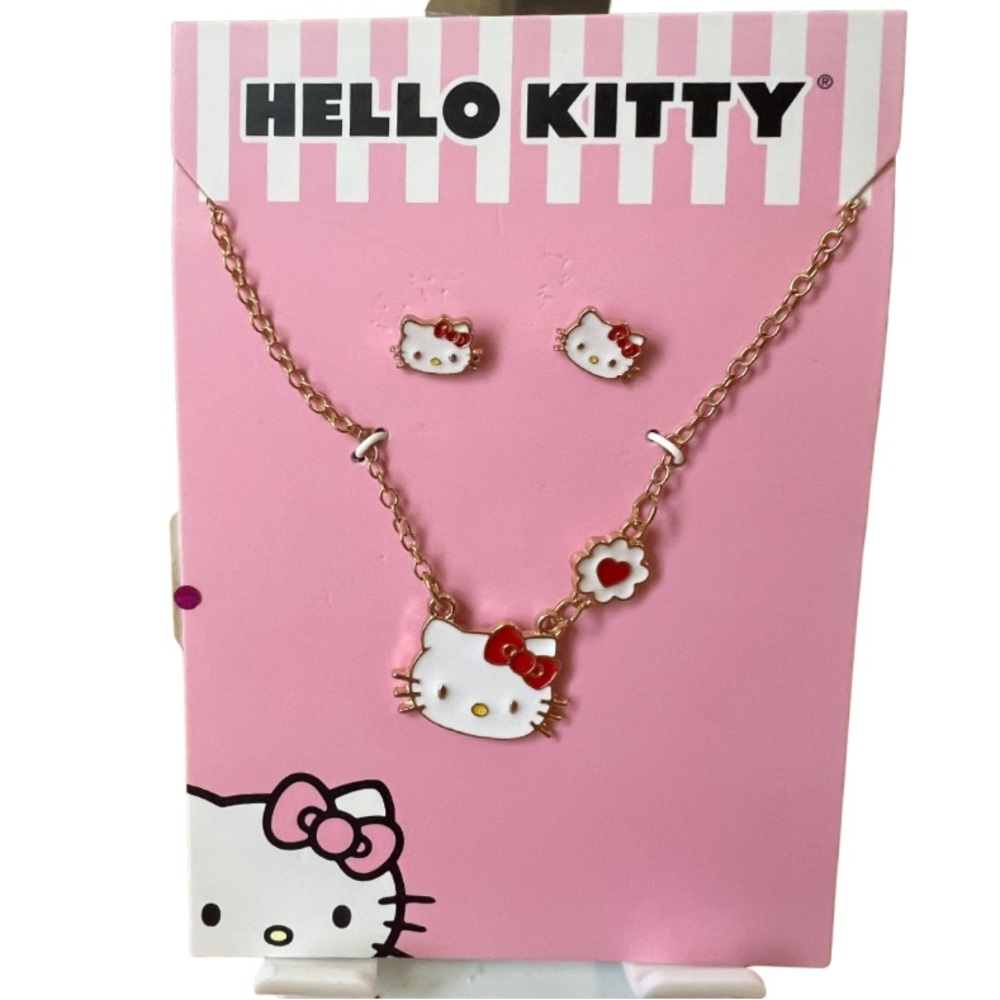 Hello Kitty Jewelry Set – Necklace & Stud Earrings ✨🎀